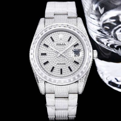 GB Factory Rolex's Oyster Perpetual Datejust 41 series Silver steel case with White diamonds Diameter 41mm watch